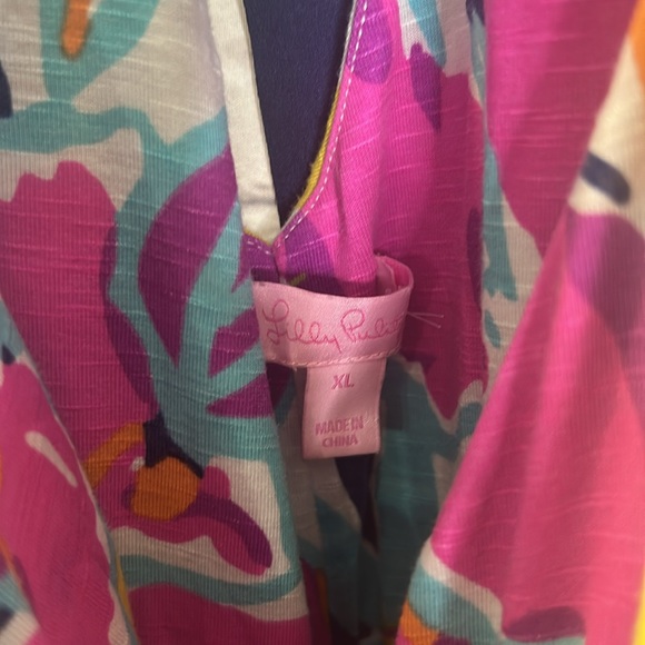 Lilly Pulitzer Amanda Besame Mucho Pink Blue Floral Maxi Dress Size XL - Picture 14 of 15